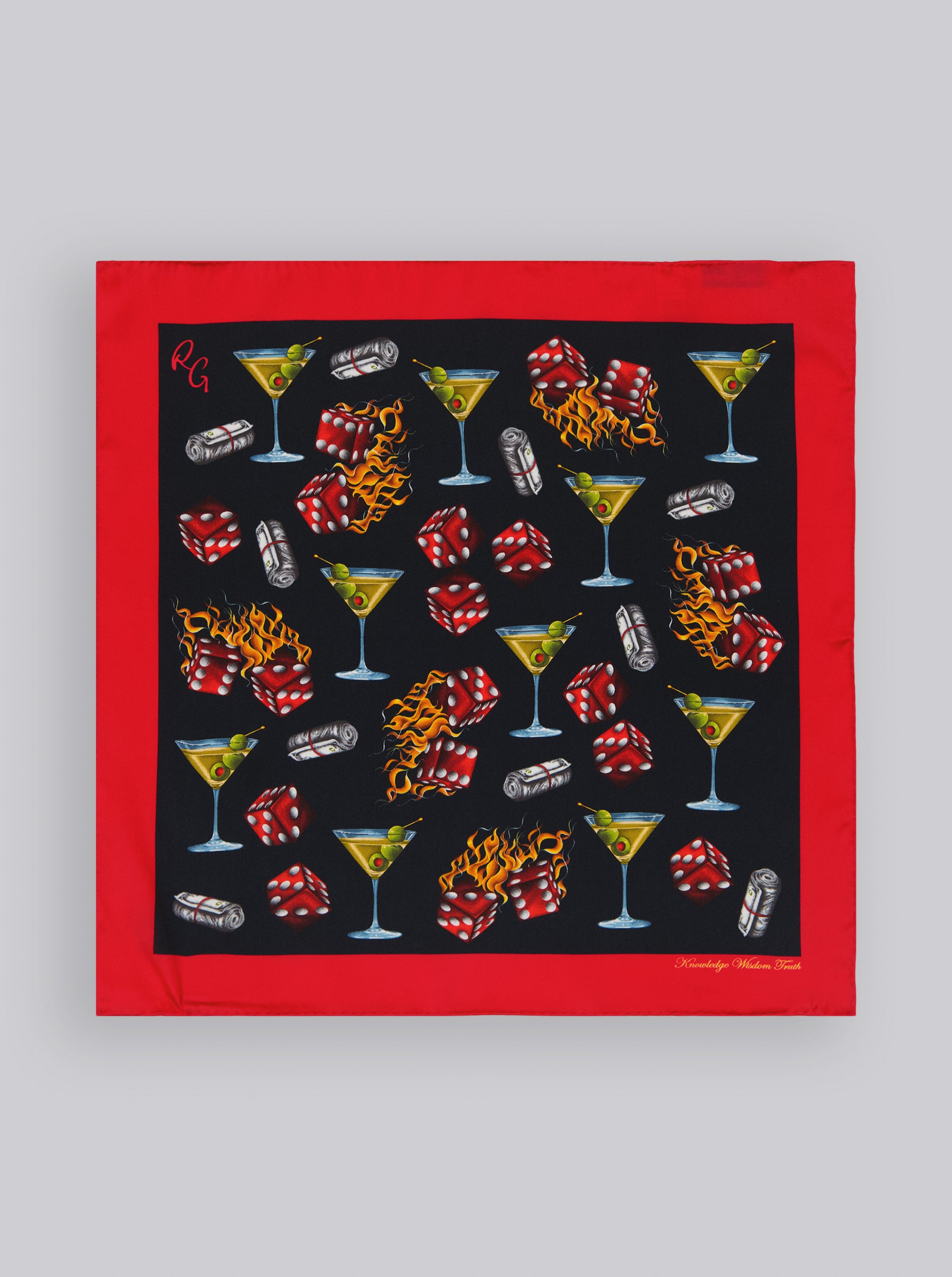 MARTINI & DICE POCKET SQUARE