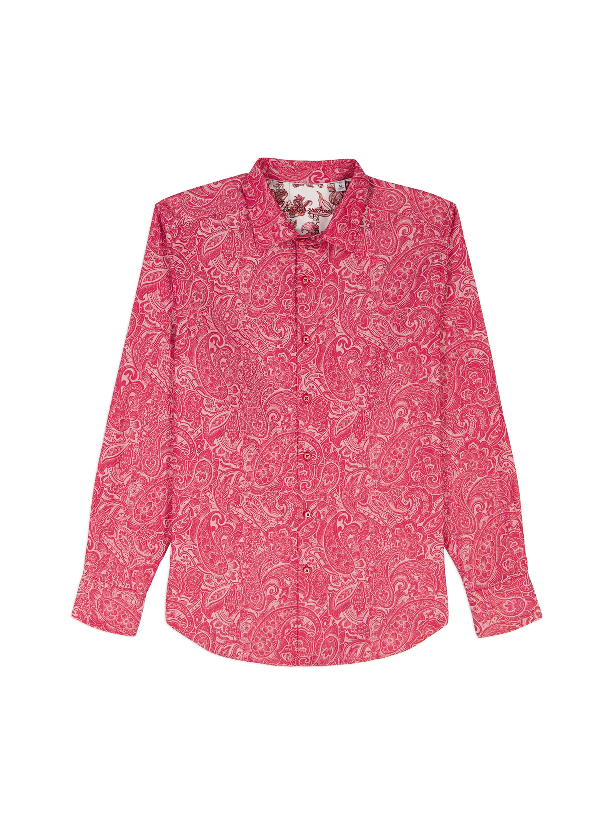Red patterned shirt on a white background